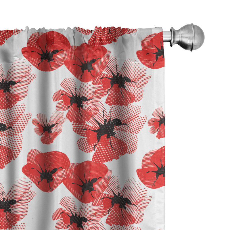 Floral Semi-Sheer Rod Pocket Curtain Panels, 28" x 84"