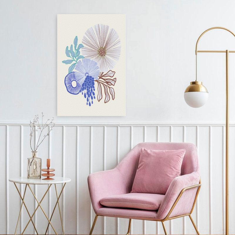 Art botanique abstrait sur toile biologique, H 24 po x l 16 po