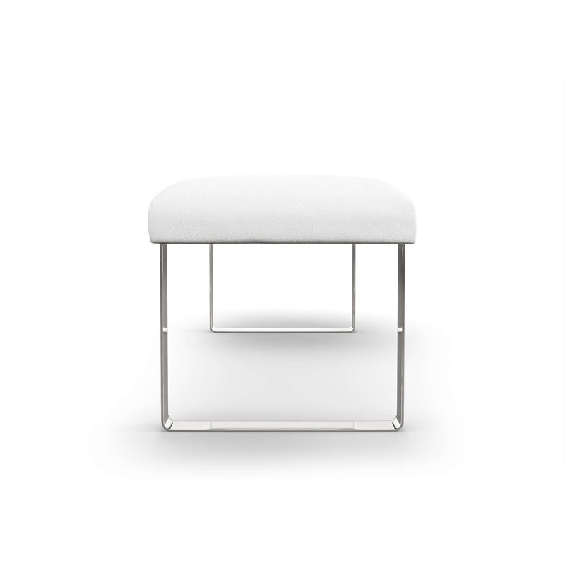 Mylinn Upholstered Bench, White/Chrome