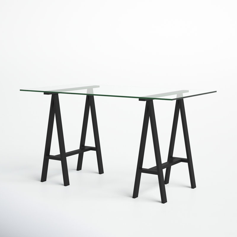 Kapri Tigerlily Glass Desk, 30" H x 55" W x 30" D, Black