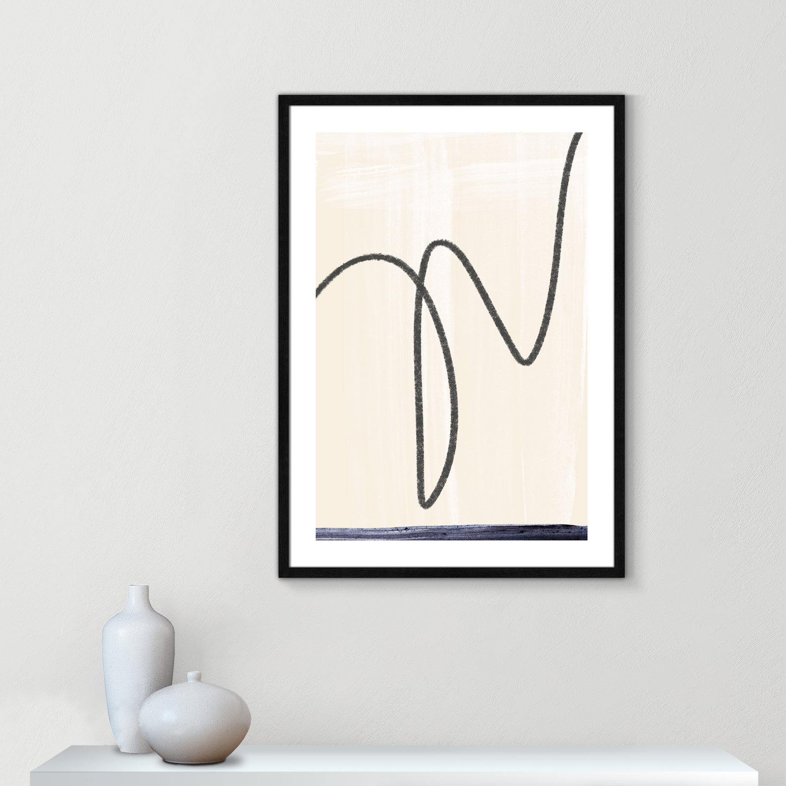 Tigerlily "Departured I" Painting, Black Framed Paper, 35.5" H x 25.5" W x 0.75" D