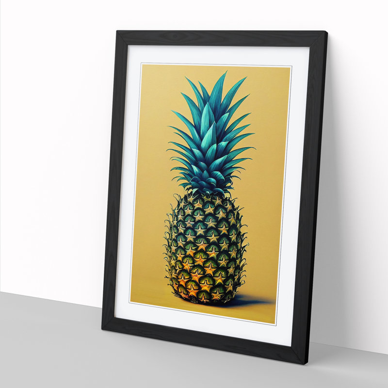 FRM-V0523-1848X Pineapple Painting Vol.1 - Picture Frame Print, Black, 64cm H x 46cm W x 2cm D