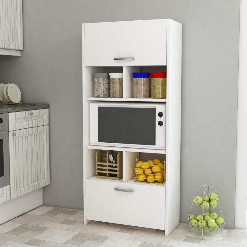 Damiyan Multi-Purpose Cabinet with Iron Legs, Modern White Design, 25.6 x 55.1 x 13.8 inches | 100% Melamine Coated Particle Board, Thickness: 0.71 inches | Ideal for Storage in Home Office, Living Room & Kitchen