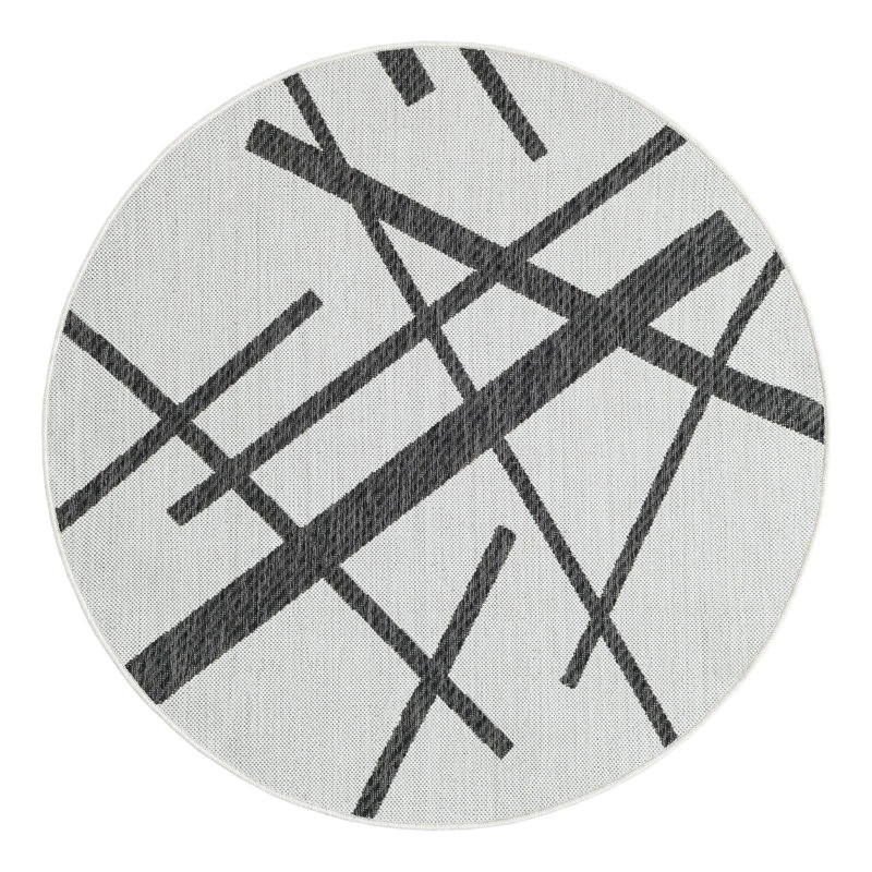 Tapis intérieur / extérieur d'extérieur moderne, Rond 4 pi 1 po