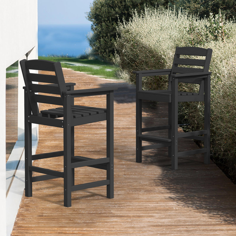Dalson Plastic Adirondack Bar Stool, Black