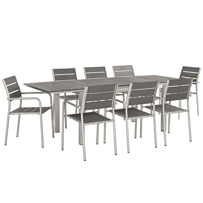 Ensemble repas d'extérieur en aluminium 9 pièces Modway Shore
