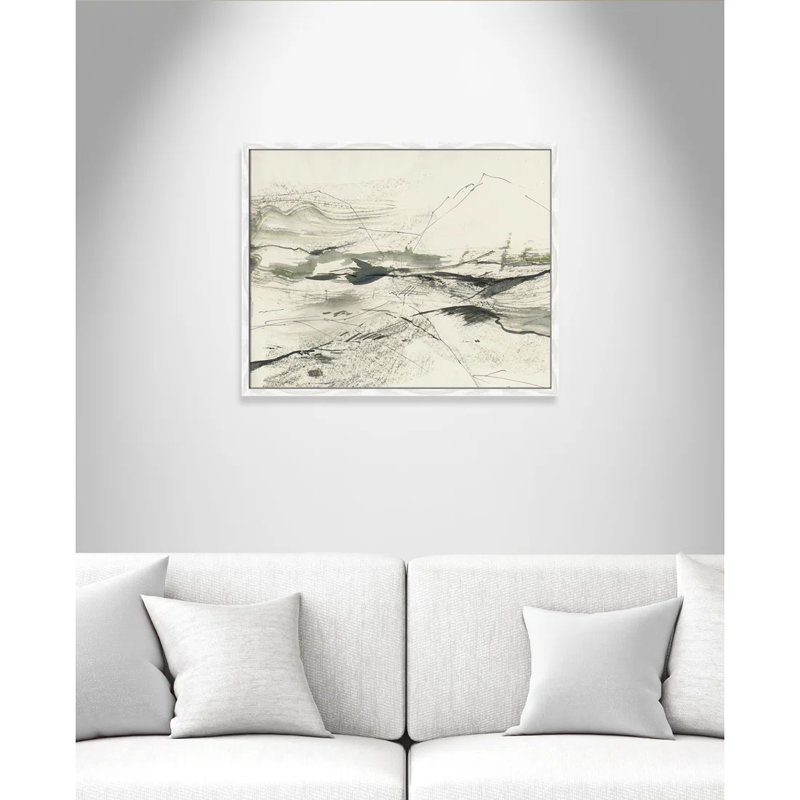 " Green Sketches " by PI Studio, Pas de tapis, Cadre mince blanc, H 23,5 po x l 29,5 po x P 0,75 po