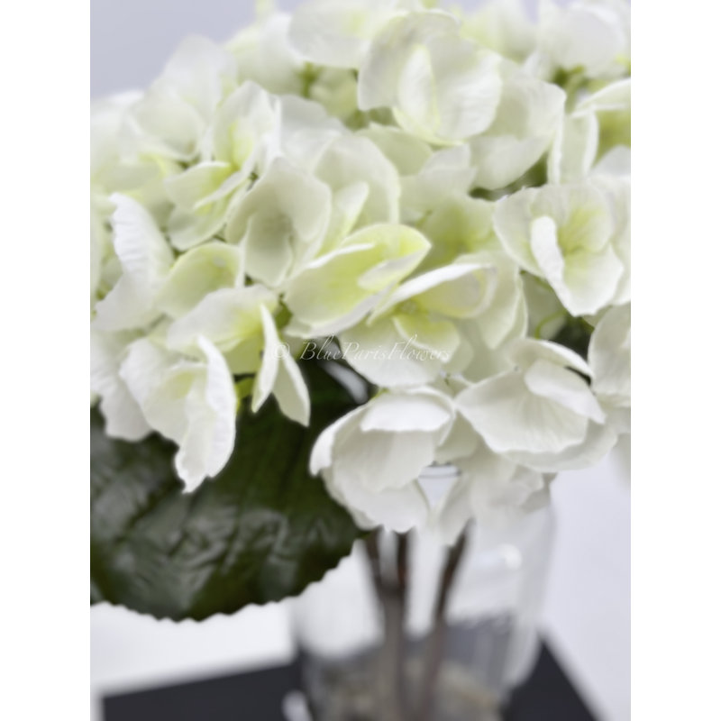 White Silk Hydrangeas In Vase