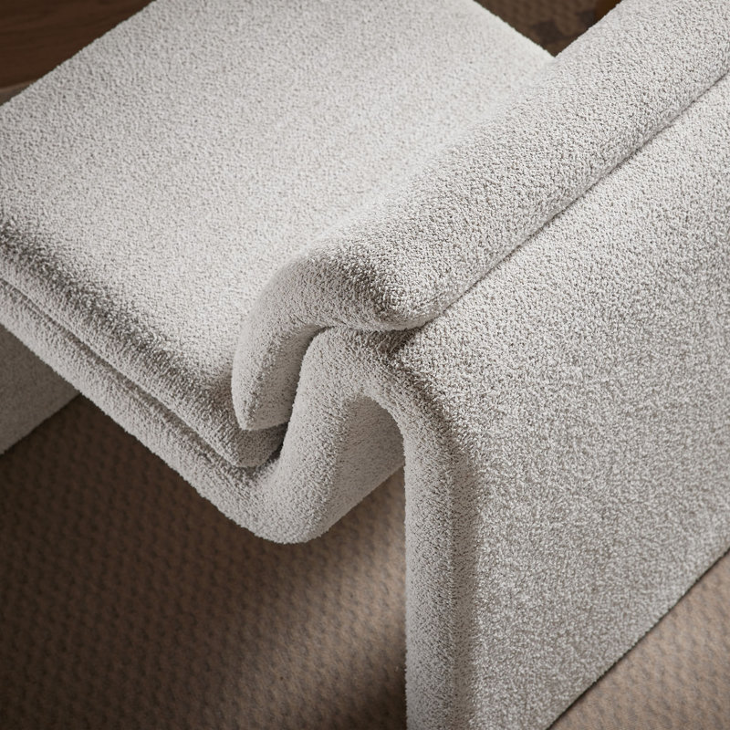 Fauteuil d'appoint rembourré sans accoudoirs Lume Boucle, Tissu parchemin