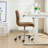Dark Brown Armless Ergonomic Adjustable Swivel Office Chair with Wheels – Modern Rolling Computer Desk Chair, Comfortable Task Chair for Home Office, Study, or Vanity-4687796