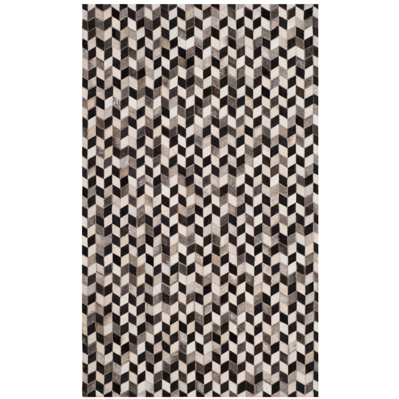 Patricio Studio Leather Hand Woven Leather Geometric Rug, Rectangle 3' x 5'