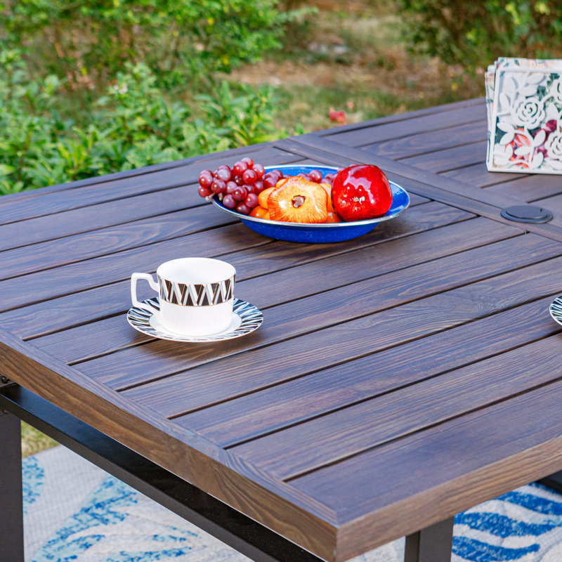 Ensemble de salle à manger rectangulaire pour 6 personnes 64 "avec parasol Salem, gris