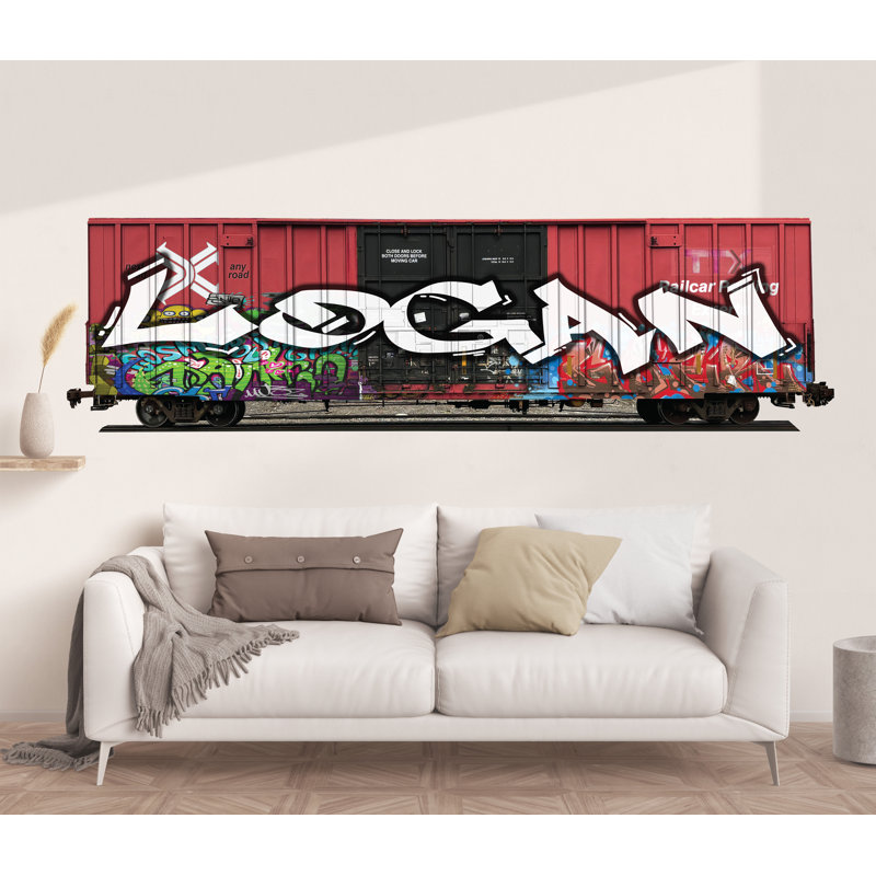 Adhésif décoratif personnalisé nom de wagon de chemin de fer Graffiti - autocollant mural personnalisé - décoration de chambre