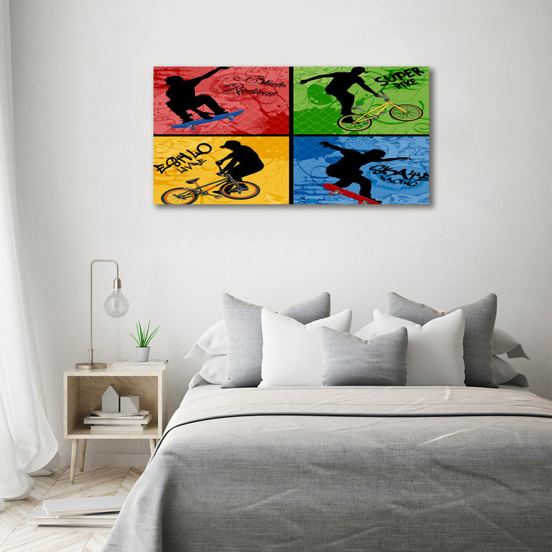 Bike And Skateboard - No Frame Print on Canvas