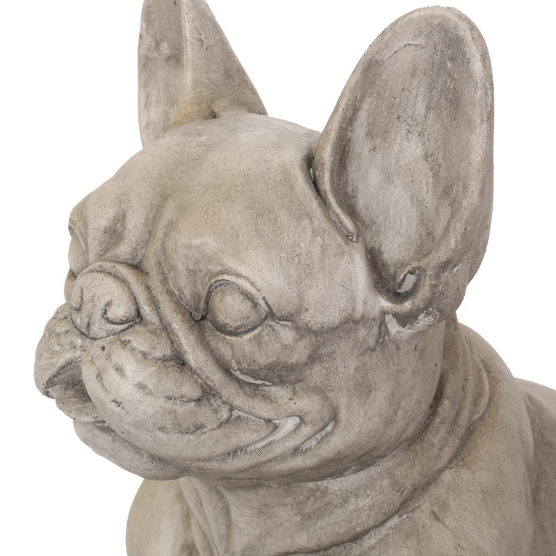 Statue de jardin bouledogue français Ohara, Pierre artificielle