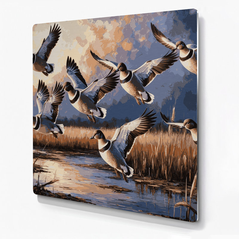 Oiseaux, art mural noir en métal Wigeon américain, H 16 po x l 16 po