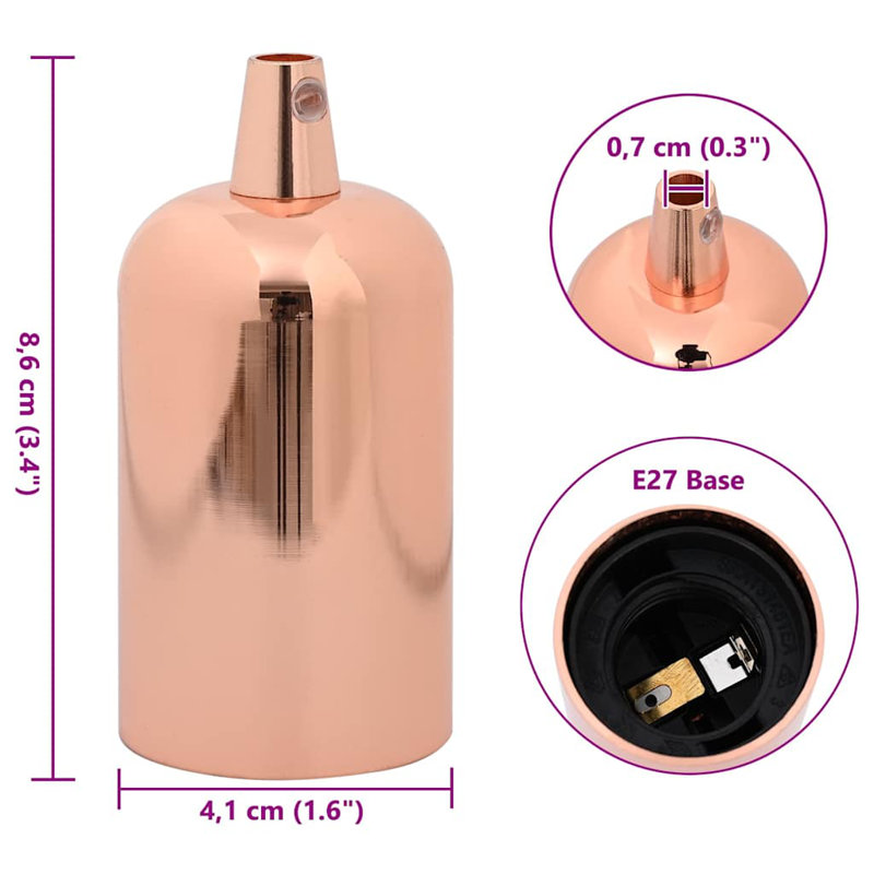 Symple Stuff Lamp Holders 2 Pcs Rose Gold E27, Rose Gold