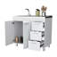 Armoire Darien, armoire double porte, trois tiroirs, quatre pieds