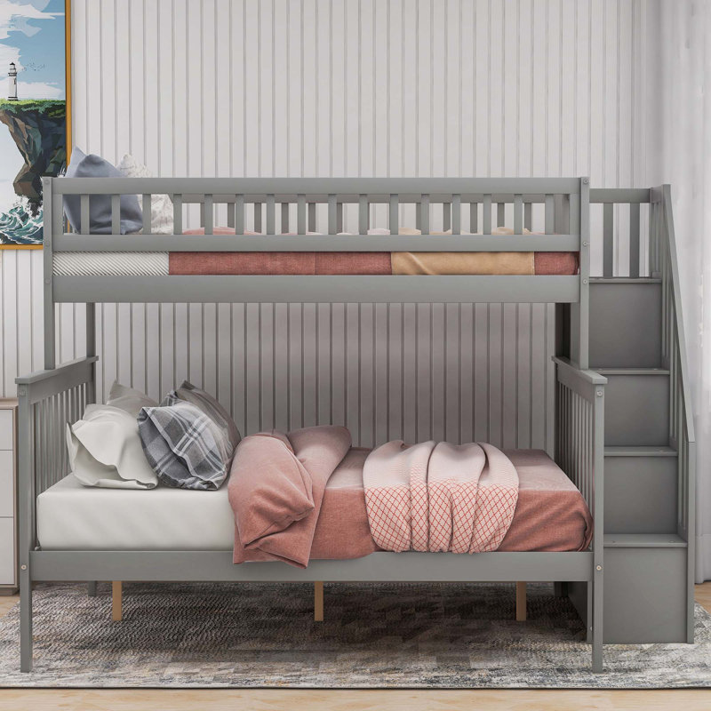 Lit superposé avec rangement Stairway, Gris