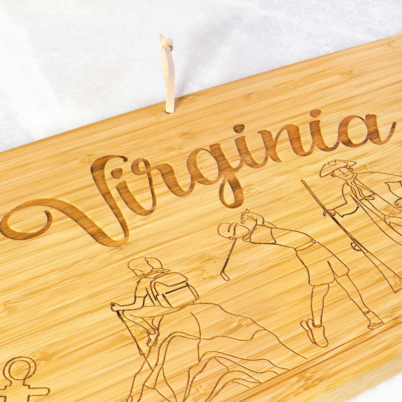 Virginia 30-Inch Engraved Bamboo Charcuterie Board