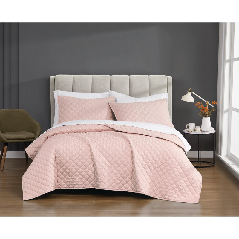 Ensemble de courtepointe en coton, Rose, Courtepointe pour simple TG + 1 taie décorative s