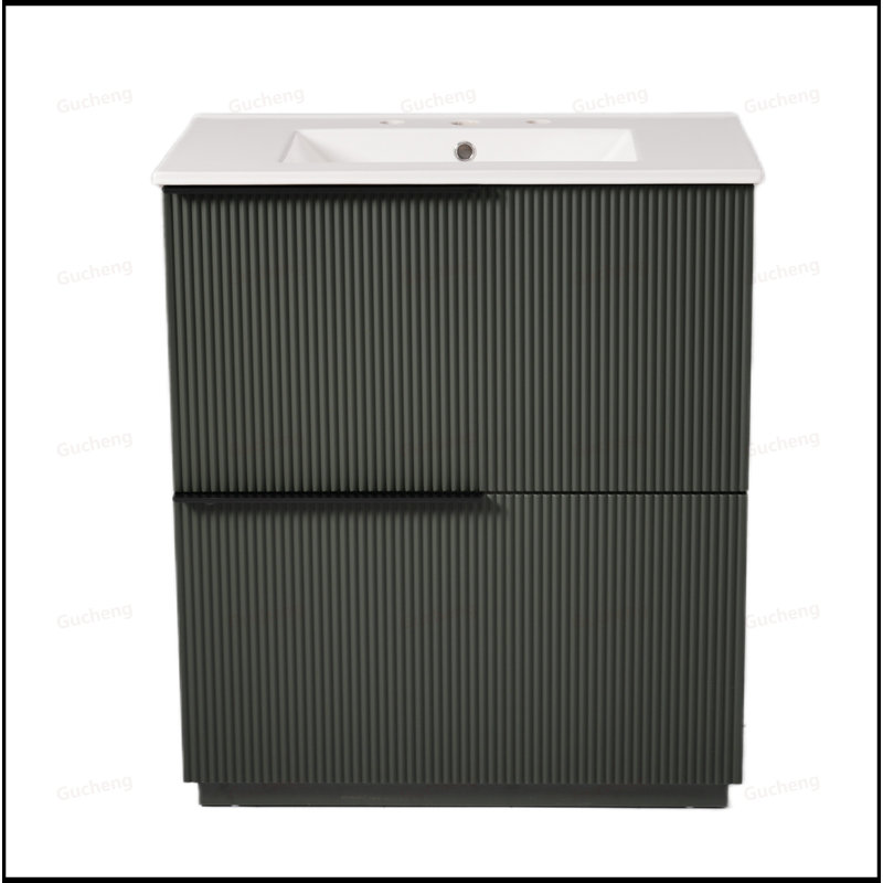 Meuble-lavabo 30 po avec tiroirs et lavabo, Noir