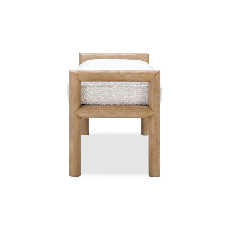 Colleen Polyester Upholstered Bench, Natural, White