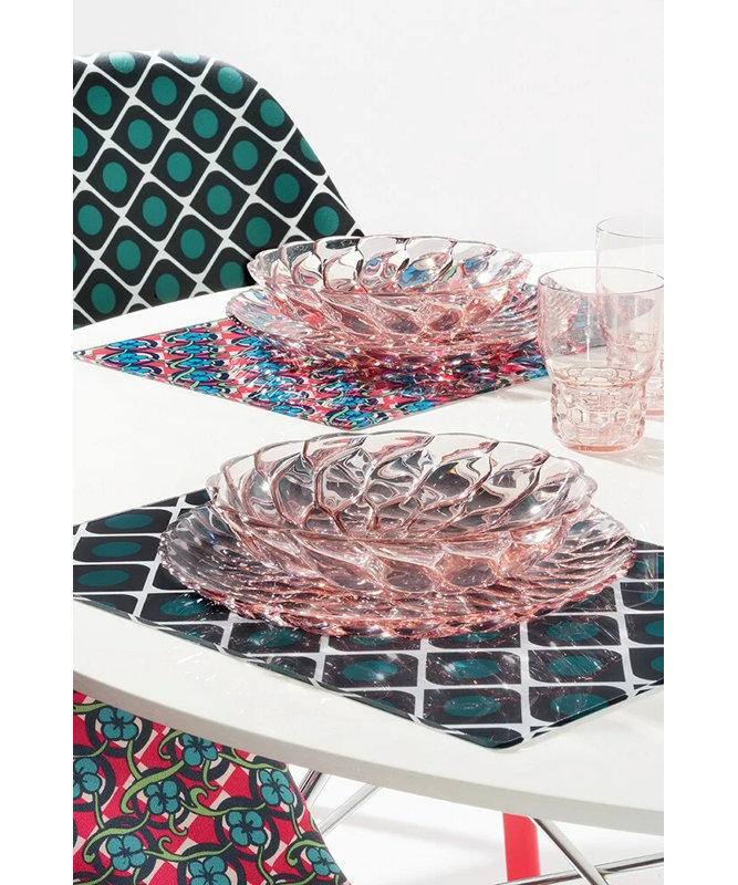 Olive and Black Geometric Hard Plastic Table Mats, Set of 4