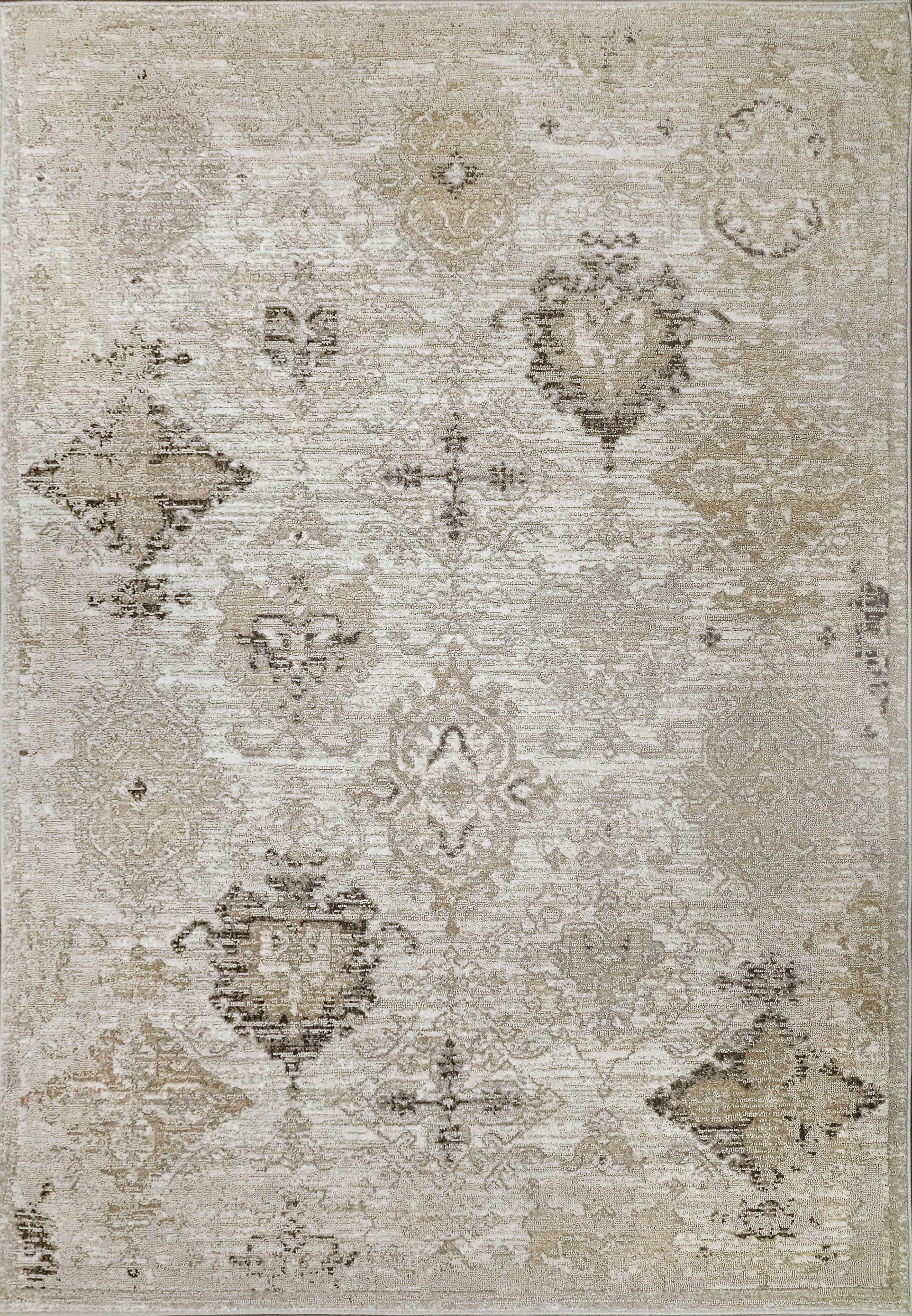 Machine Made Polyester Rugs Bungalow Rose Damask Machine Made Polyester Area Rug in Ivory | Wayfair