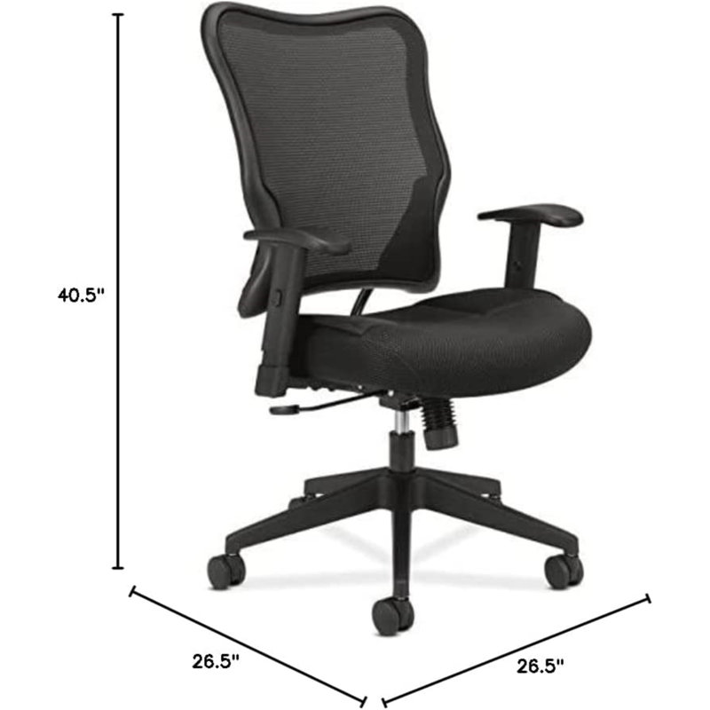 ErgoComfort High-Back Black Mesh Swivel Task Chair with Adjustable Arms