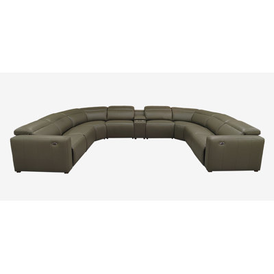 Azure Top-Grain Leather Reclining Modular Sectional
