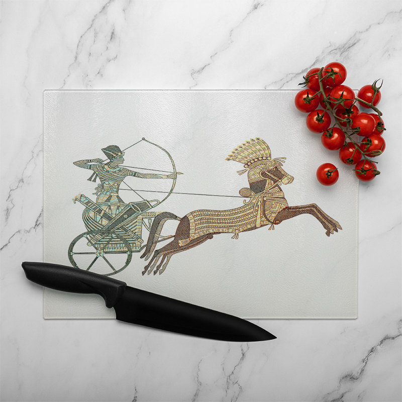 Pharaoh On War Chariot Glass Chopping Board