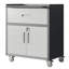 Armoire à outils en métal robuste et durable pour le garage avec roues - Armoire de rangement mobile robuste avec 1 tiroir et 2 portes verrouillables, armoire de rangement à outils roulante, noire et grise