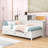 3 Drawers Wooden Daybed with Pushable Shelf, USB & Socket Charging Station-402812616-402812623