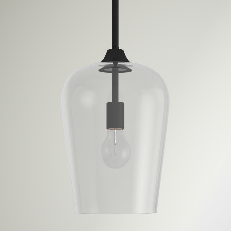 Luminaire suspendu en verre Dahlya, Noir mat, H 12,25 po x l 9 po x P 9 po