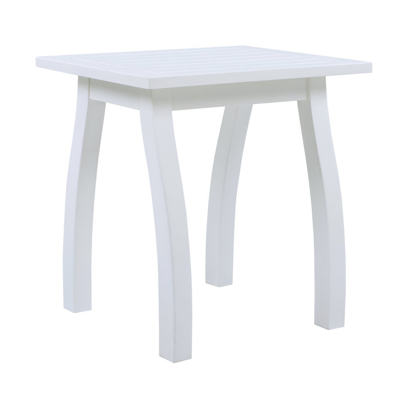 SELMA Acacia Wood Accent Side Table In White PU, Weather-Resistant Rectangular End Table For Patio, Garden, Lawn, And Living Room(White PU)