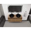 Meuble-lavabo 48 po avec lavabo d'art en céramique noire, 4 portes à fermeture douce, fixation à flotteur