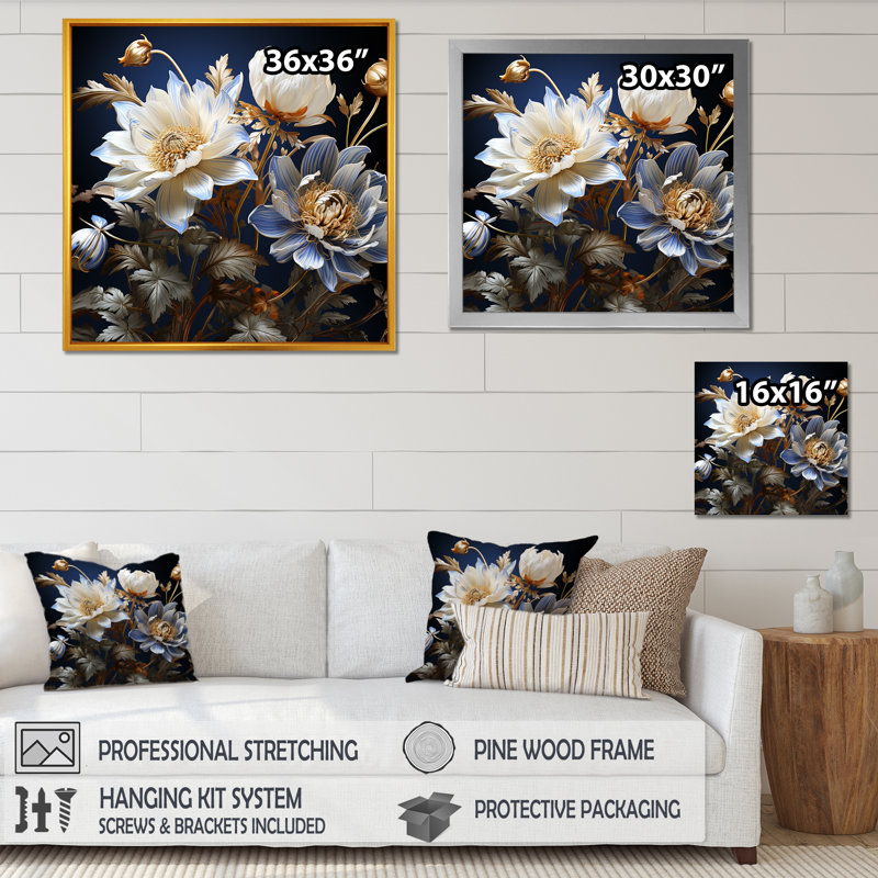 Impression moderne sur toile, bleu et blanc, Toile tendue, 24" H x 24" W
