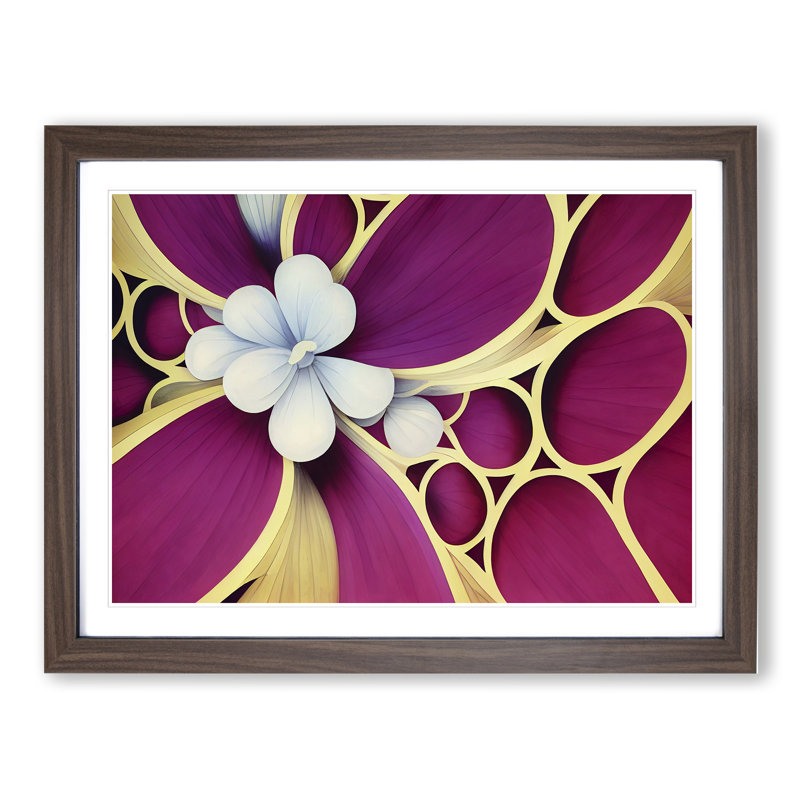 Sublime Modern Flower Art - Single Picture Frame Print, 46cm H x 64cm W x 2cm D, Walnut Framed