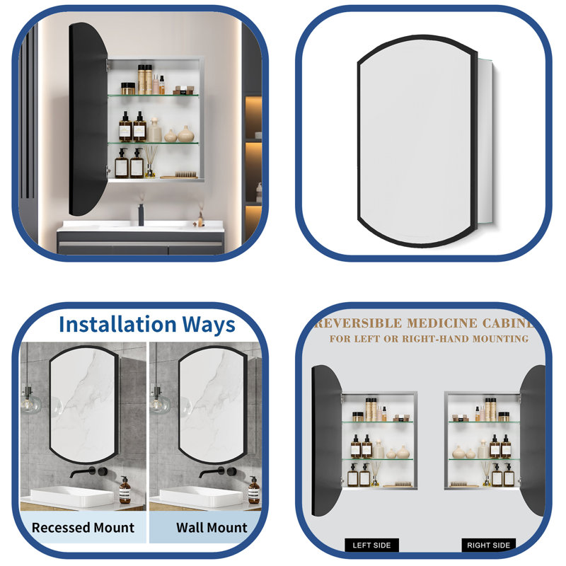 Armoire à pharmacie pour salle de bain, H 26 po x l 16 po x P 5,3 po