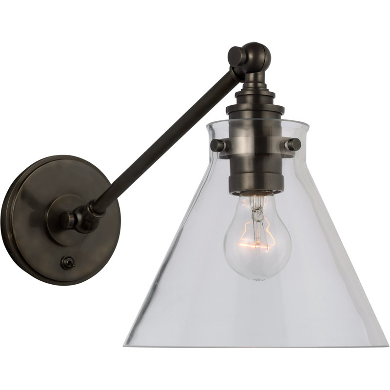 Chapman & Myers Parkington Single Library Wall Light, Clear, Bronze