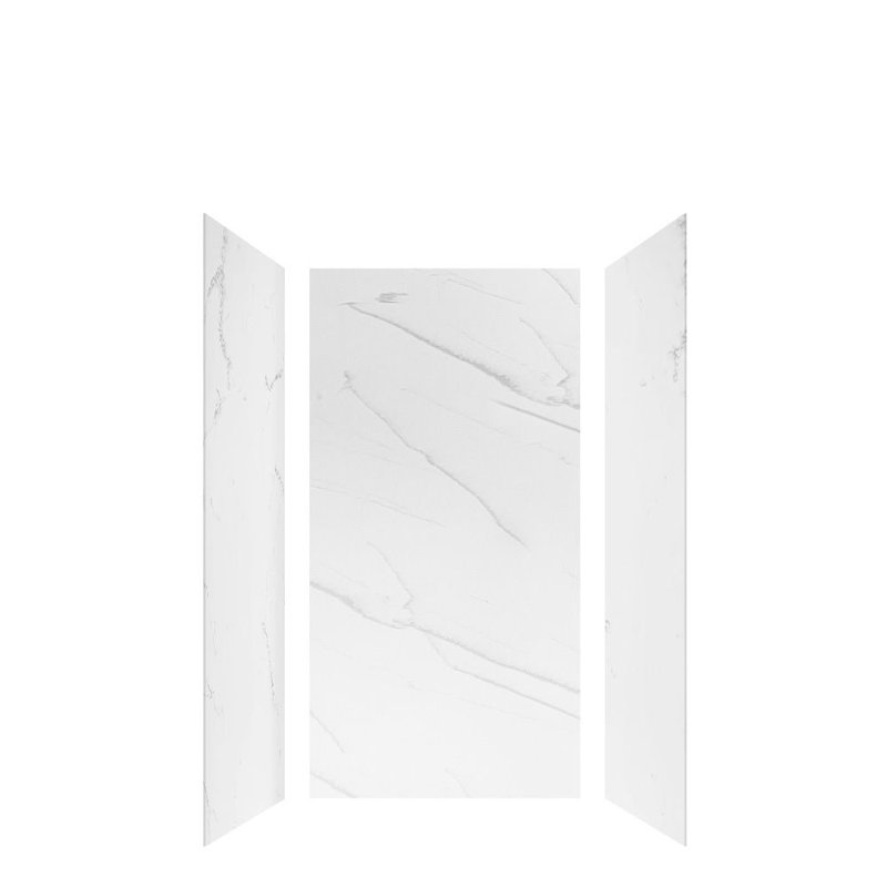 Transolid Lusso 36-in x 36-in x 72-in Glue to Wall 3-Piece Shower Wall Kit, Palladio White, 72" H x 36" W x 36" D