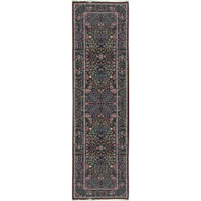 Wool Oriental Area Rug in Black/Burgundy/Pink