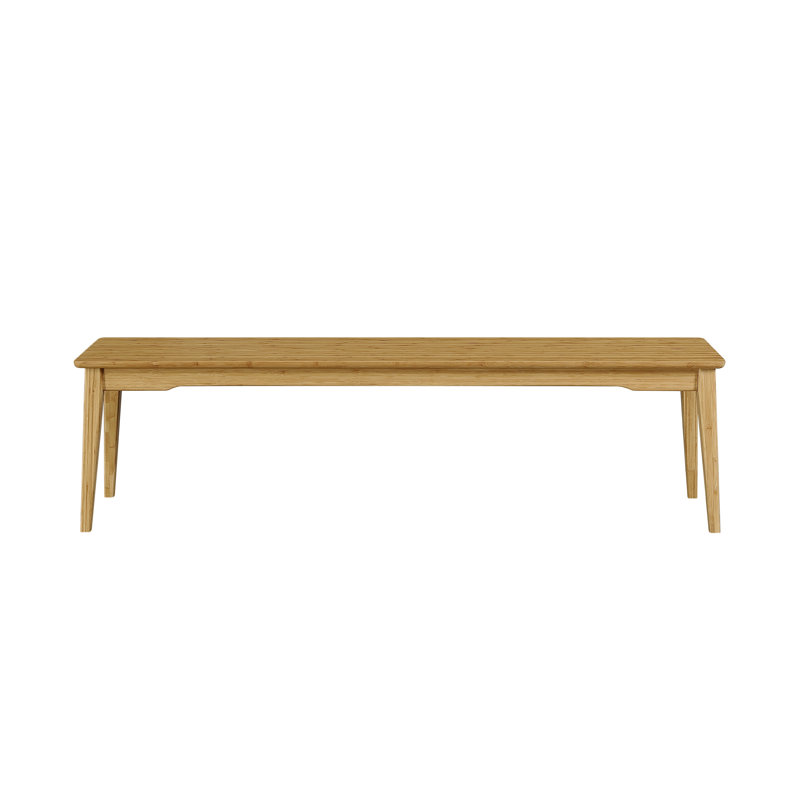 Banc Mid-Century moderne en bois massif Lacey, Caramélisé, H 17,5 po x l 64 po x P 14 po