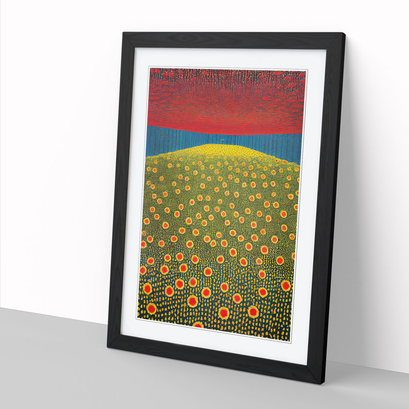 Wildflowers Abstract - Single Picture Frame Print, 64cm H x 46cm W x 2cm D, Oak