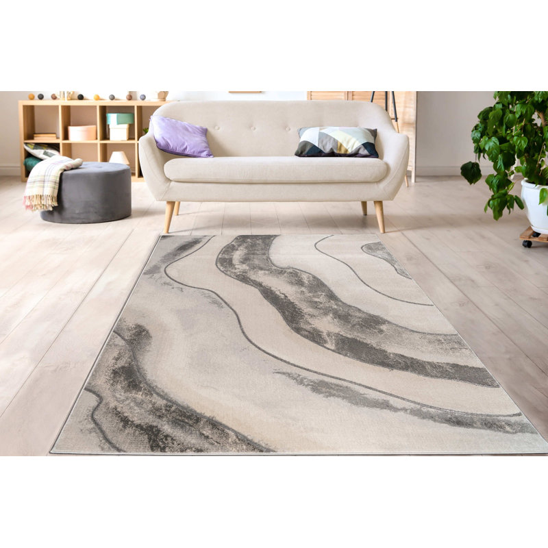 Tapis à motif abstrait moderne Angetenar, Rectangle 5 pi 2 po x 7 pi 6 po