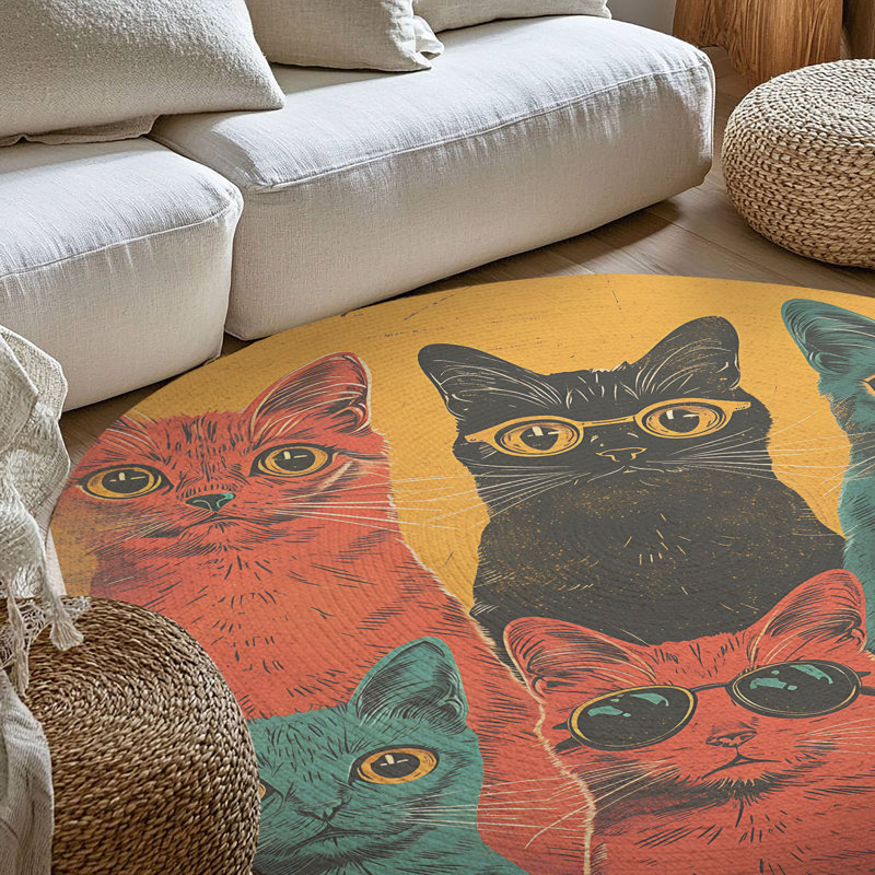 Keynan Animal Print Indoor Rug, Round 5'