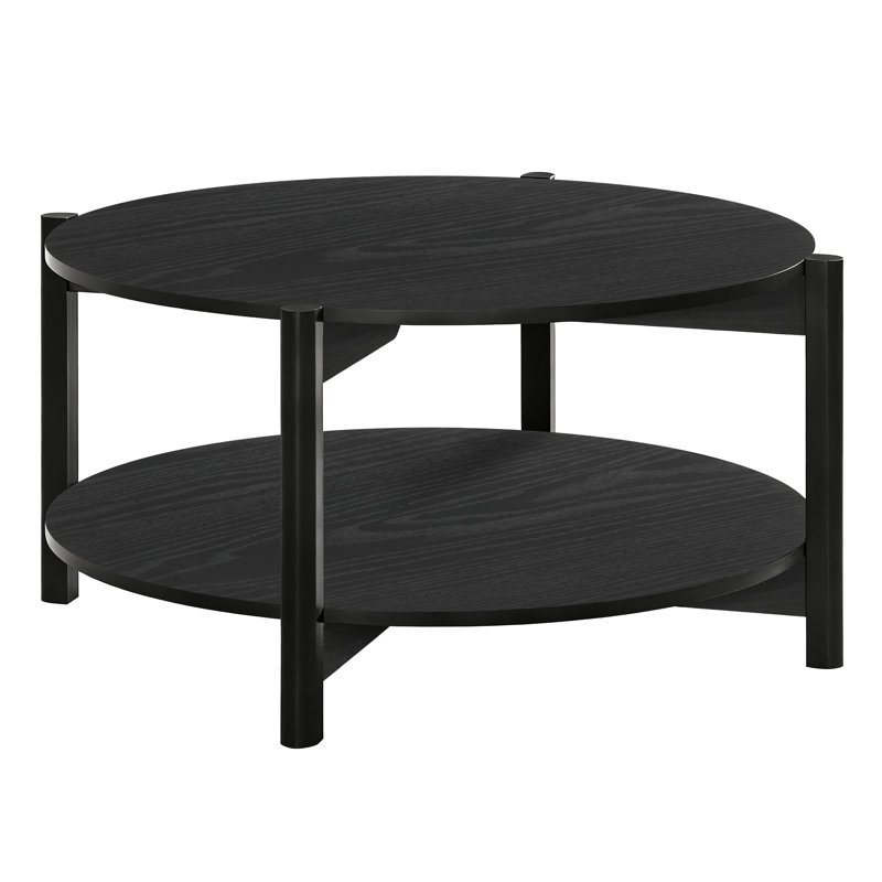 Table basse avec rangement Calarco, Plateau noir / base noire
