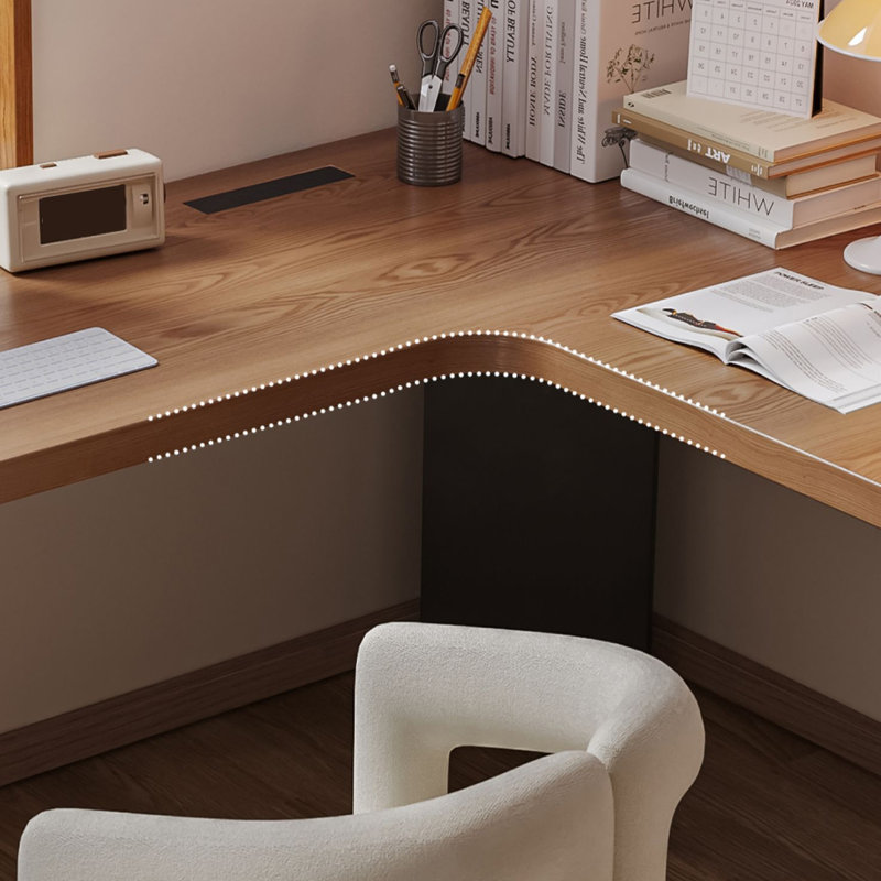 Bureau en L en bois massif avec base en métal, H 29,53 po x l 62,99 po x P 47,24 po