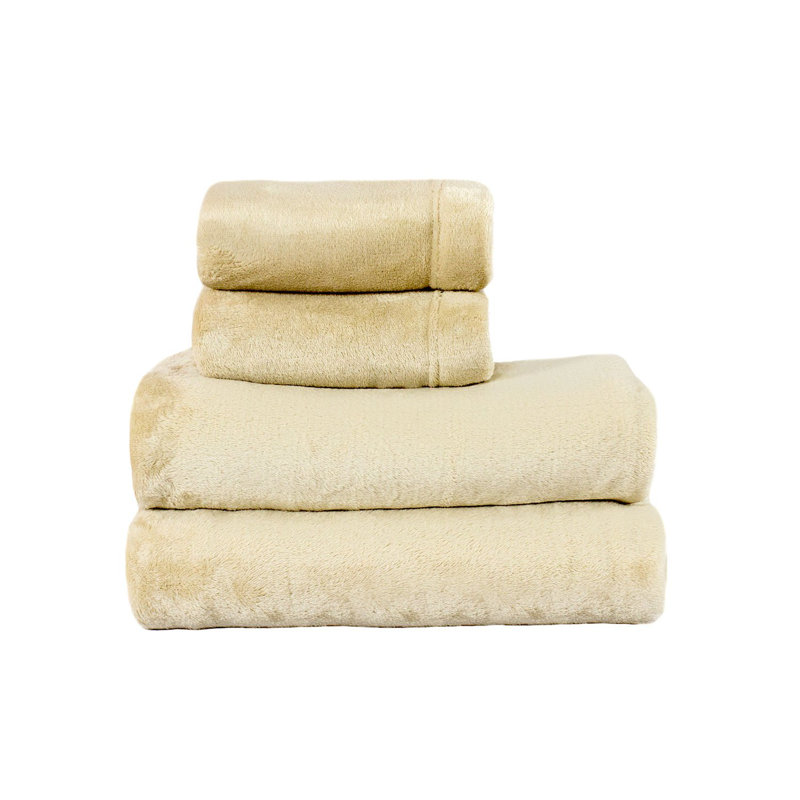 Gray Twin Velvet Plush Microfiber Sheet Set